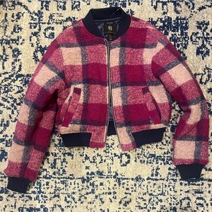 NWOT: House of Harlow 1960 Women's Plaid, Wool-Blend, Quilted Bomber Jacket XS